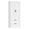 Tall Kitchen Storage Cabinet Pantry 2 Drawer Shelves Country Style White Unit