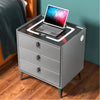 LED Bedside Table Wireless Charging Side Cabinet Nightstand with 3 Drawers Gray