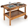 Kids Movable Mud Kitchen Outdoor Mud Kitchen Playset w/ 2 Rolling Wheels