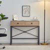 Console Table 2 Drawer Wooden Shelf Hallway Storage Side Desk Furniture Bedroom