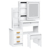 Dressing Table With Led Lights Sliding Mirror 4 Drawers Vanity Table Makeup Desk
