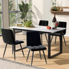 Dining Table with Black Metal Legs Kitchen Table Extendable Marble Effect Top