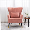 PInk Velvet Accent Armchair Wing Back Leisure Sofa Living Room Chair w/Pillow