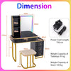 Modern Dressing Table & Stool Set w/Mirror RGB Lights 7 Modes & Charging Station