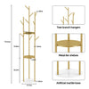 Metal Hall Tree Clothes Stand Coat Rack Hat Handbag Hanger with 3 Shelves