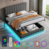 Ottoman Bed Frame Grey PU Upholstered Gas Lift Up Bed 4ft6 Double With Storage
