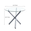 4pcs Grey PU Leather Dining Chairs & Round Clear Glass Dining Table Dining Set