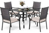 5 Piece Patio Dining Set Outdoor Chairs and Table with Umbrella Hole for Yard