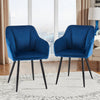 2 x Velvet Dining Chairs Upholstered Metal Legs Reception Accent Chairs Armchair