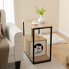 Indoor Cat Furniture End Table Cat House Wooden Cat Scratch Side Table-Natural