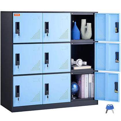 9 Doors Metal Storage Cabinet Employees Steel Storage Cabinet Office Black