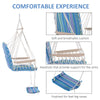 Garden Hammock w/ Footrest Armrest Patio Swing Seat Hanging Rope Blue