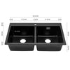 New Inset Quartz Stone Single Double Deep Bowl Kitchen Sink w/Drainer Waste Kit