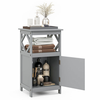 74CM Bathroom Cabinet Floor Storage Cabinet Organizer Narrow Side Cabinet Grey