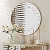 Luxury Round Wall Mirror Bevelled Decorative 3D Mirrored Foyer Bedroom Fireplace
