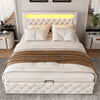 LED Bed Frame Faux Leather Gas Lift Up Ottoman Storage Bed 4ft6 Double Bed White