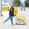 2PC Kids Luggage Set 18”Ride-on&Carry-on Hardshell Suitcase 12”Backpack Yellow