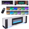 70'' TV Stand Cabinet, 36'' Electric Fireplace Media Entertainment LED RGB Light