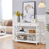 White Console Table with Drawer, 3 Tiers Slim Entryway Table for Living Room