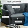 Convertible 2 Seater Sofa Bed with 2 Cushions Storage for Living Room Dark Grey