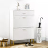 Shoe Storage Cupboard with 2 Flip Doors and Sliding out Drawer, White