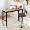 Rolling Computer Desk w/ Rubber Wood Top-Natural