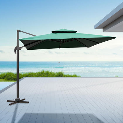 3x3m Garden Parasol Square Umbrella Cantilever 360°Rotation Sunshade Canopy