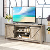 Wooden TV Cabinet Entertainment Center Sliding Door TV Stand for 60” TV Grey