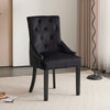 Set of 2 Black Velvet Dining Chairs Tufted High Back for Dining Room Kitchen