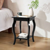 2PCS Accent Table End Table with Curved Legs 2-Tier Open Storage Shelves-Black