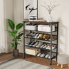 4/5/8 Tier Metal Shoe Rack Stand Space Save Storage Organiser Shelf with MDF Top
