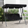 Outdoor 3 Seater Swing Chair Garden Patio Seat Adjustable Canopy Cushion Black