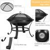Outdoor Fire Pit Steel Metal Bowl Wood Burning Patio Heater Garden Camping Black