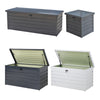 LOCKABLE OUTDOOR GARDEN STEEL STORAGE SEAT UTILITY CHEST CUSHION SHED BOX TOOLS