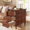 Wood End Table, Fully Assembled Narrow Side Table with Drawers Nightstand Brown