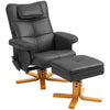 Massage Recliner Chair with Footstool PU Armchair with Adjustable Backrest Black