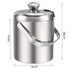 1.2 L Double Walled Stainless Steel Insulated Ice Bucket with Lid & Tong Party