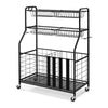 Sports Equipment Storage Rack w/ Universal Wheels-Black