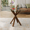 Round Tempered Glass Dining Table 100cm Kitchen Table Modern Furniture Cross Leg