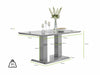 Grey High Gloss Large 6 Seat Rectangular Pillared Kitchen Dining Table