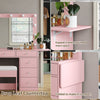 Vanity Desk with Power Outlet, Makeup Vanity with Mirror, Dressing Table Drawers