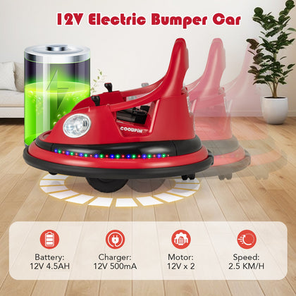 12V Electric Ride On Bumper Car Battery Powered Bumper Car Red