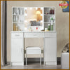 Dressing Table With Drawers Mirror Stool Set Makeup Desk Vanity Table + 10 Bulbs