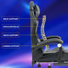 Grey Gaming Chair Leather Racing Office Executive Recliner with Leg Rest Massage