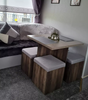 Compact Dining Table and 4 Ottoman Chairs Set Space Saving Storage Kitchen Grey