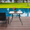 80CM Outdoor Dining Table Patio Table Metal Coffee/Tea Table with Umbrella Hole
