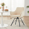 2x Beige 360° Swivel Dining Chairs Velvet Padded Seat Dining Room Chair Modern