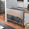 47in Stainless Steel Sink Commercial Kitchen Prep Storage Shelf Large Basin Bowl