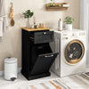 Laundry Cabinet with Basket Freestanding Tilt Out Laundry Hamper W/Drawer-Black