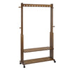 Bamboo Clothes Rail Garment Dress Hanging Hook Display Stand Shoe Rack on Wheels